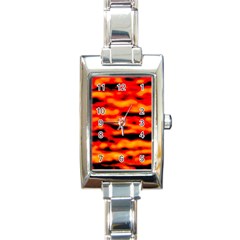 Red  Waves Abstract Series No17 Rectangle Italian Charm Watch by DimitriosArt