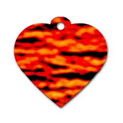 Red  Waves Abstract Series No17 Dog Tag Heart (two Sides) by DimitriosArt