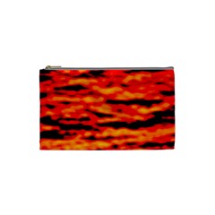 Red  Waves Abstract Series No17 Cosmetic Bag (small) by DimitriosArt