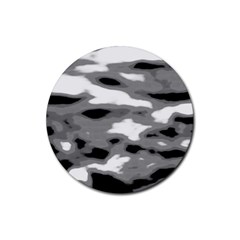 Black Waves Abstract Series No 1 Rubber Coaster (round) by DimitriosArt