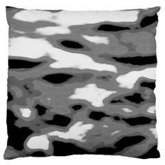 Black Waves Abstract Series No 1 Large Flano Cushion Case (two Sides) by DimitriosArt