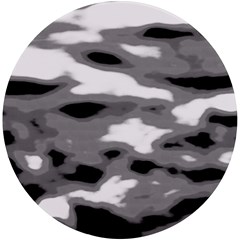 Black Waves Abstract Series No 1 Uv Print Round Tile Coaster
