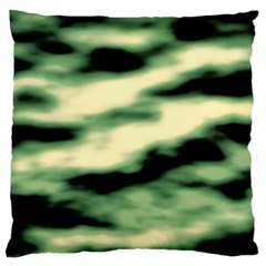 Green  Waves Abstract Series No14 Large Cushion Case (two Sides) by DimitriosArt