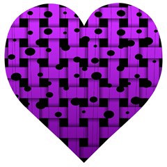 Weaved Bubbles At Strings, Purple, Violet Color Wooden Puzzle Heart by Casemiro