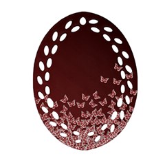 Red Gradient Butterflies Pattern, Nature Theme Oval Filigree Ornament (two Sides) by Casemiro