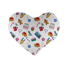 New Year Elements Standard 16  Premium Flano Heart Shape Cushions by SychEva