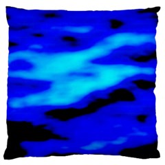 Blue Waves Abstract Series No13 Large Flano Cushion Case (one Side) by DimitriosArt