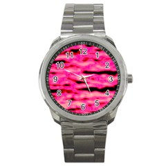 Rose  Waves Abstract Series No1 Sport Metal Watch by DimitriosArt