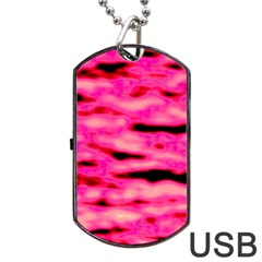 Rose  Waves Abstract Series No1 Dog Tag Usb Flash (two Sides) by DimitriosArt