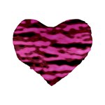 Pink  Waves Abstract Series No1 Standard 16  Premium Heart Shape Cushions Back