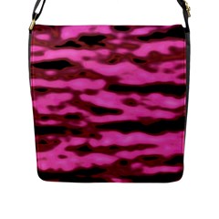 Pink  Waves Abstract Series No1 Flap Closure Messenger Bag (l) by DimitriosArt