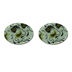 Floral Pattern Paisley Style Paisley Print   Cufflinks (oval) by Eskimos