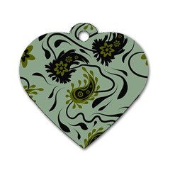 Floral Pattern Paisley Style Paisley Print   Dog Tag Heart (one Side) by Eskimos