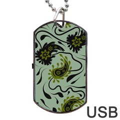 Floral Pattern Paisley Style Paisley Print   Dog Tag Usb Flash (two Sides) by Eskimos