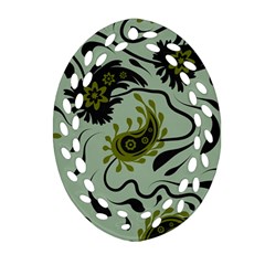 Floral Pattern Paisley Style Paisley Print   Oval Filigree Ornament (two Sides) by Eskimos