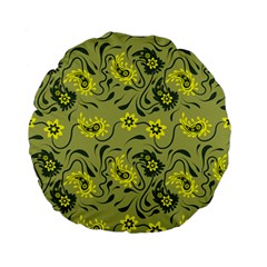 Floral Pattern Paisley Style Paisley Print   Standard 15  Premium Flano Round Cushions by Eskimos