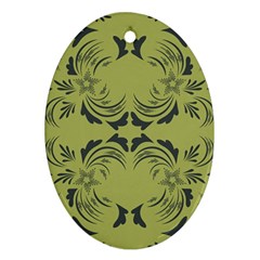 Floral Folk Damask Pattern Fantasy Flowers  Oval Ornament (two Sides) by Eskimos