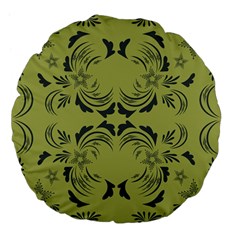 Floral Folk Damask Pattern Fantasy Flowers  Large 18  Premium Flano Round Cushions by Eskimos