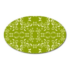 Floral Folk Damask Pattern  Oval Magnet by Eskimos