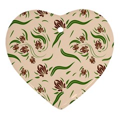 Folk Flowers Print Floral Pattern Ethnic Art Heart Ornament (two Sides) by Eskimos