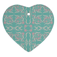 Floral Folk Damask Pattern  Ornament (heart) by Eskimos