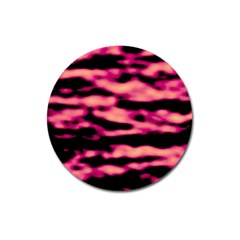 Pink  Waves Abstract Series No2 Magnet 3  (round) by DimitriosArt