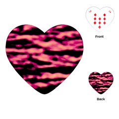 Pink  Waves Abstract Series No2 Playing Cards Single Design (heart) by DimitriosArt