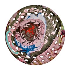 Marbling Collage Ornament (round Filigree) by kaleidomarblingart