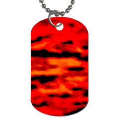 Red  Waves Abstract Series No16 Dog Tag (one Side) by DimitriosArt