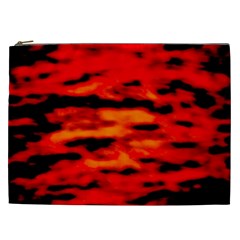 Red  Waves Abstract Series No16 Cosmetic Bag (xxl) by DimitriosArt