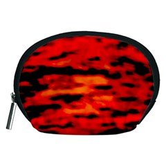 Red  Waves Abstract Series No16 Accessory Pouch (medium) by DimitriosArt