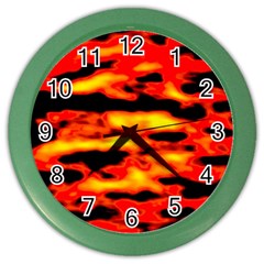 Red  Waves Abstract Series No17 Color Wall Clock by DimitriosArt