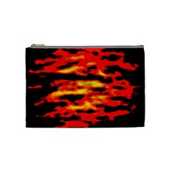 Red  Waves Abstract Series No17 Cosmetic Bag (medium) by DimitriosArt