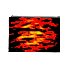 Red  Waves Abstract Series No17 Cosmetic Bag (large) by DimitriosArt