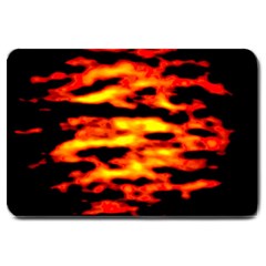 Red  Waves Abstract Series No18 Large Doormat  by DimitriosArt