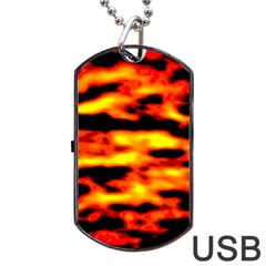 Red  Waves Abstract Series No18 Dog Tag Usb Flash (one Side) by DimitriosArt
