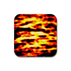 Red  Waves Abstract Series No19 Rubber Square Coaster (4 Pack) by DimitriosArt