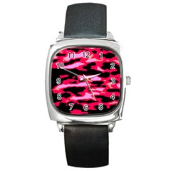 Using As A Basis The Wave Action From The Aegean Sea, And Following Specific Technics In Capture And Post-process, I Have Created That Abstract Series, Based On The Water Flow  Square Metal Watch by DimitriosArt