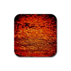 Red Waves Flow Series 1 Rubber Square Coaster (4 Pack) by DimitriosArt