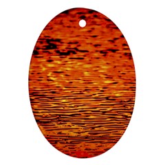 Red Waves Flow Series 1 Oval Ornament (two Sides) by DimitriosArt