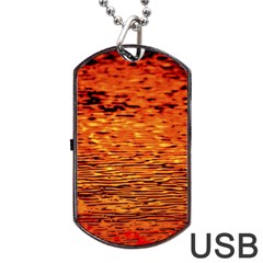 Red Waves Flow Series 1 Dog Tag Usb Flash (two Sides) by DimitriosArt