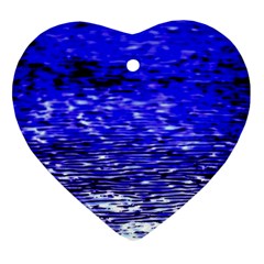 Blue Waves Flow Series 1 Heart Ornament (two Sides) by DimitriosArt