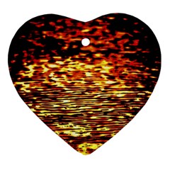 Yellow Waves Flow Series 1 Heart Ornament (two Sides) by DimitriosArt