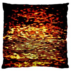 Yellow Waves Flow Series 1 Large Flano Cushion Case (one Side) by DimitriosArt