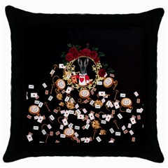 Wonderland Rabbit Black Throw Pillow Case by NiOng