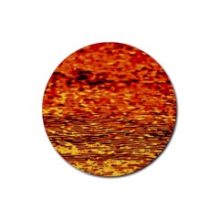 Red Waves Flow Series 2 Rubber Round Coaster (4 Pack) by DimitriosArt