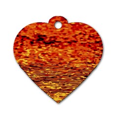 Red Waves Flow Series 2 Dog Tag Heart (one Side) by DimitriosArt