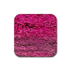Pink  Waves Flow Series 1 Rubber Coaster (square) by DimitriosArt