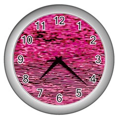 Pink  Waves Flow Series 1 Wall Clock (silver) by DimitriosArt