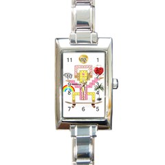 Music And Other Stuff Rectangle Italian Charm Watch by bfvrp